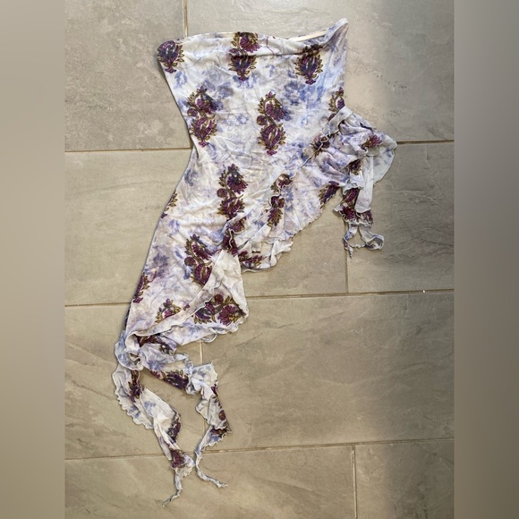 Free people Taylor tube top purple floral mesh size large - Picture 5 of 13